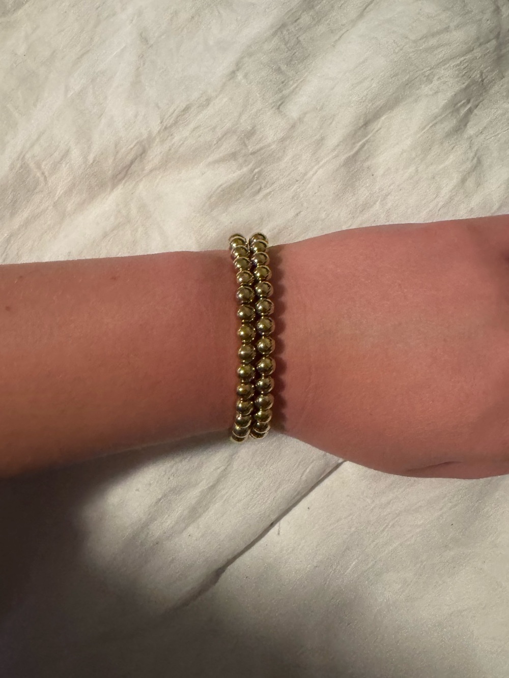 Gold Beaded Stretch Bracelet - Classic Women's Jewelry